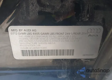 2013 Audi A4 Premium from USA, damaged, VIN WAUBFAFL0DN015344